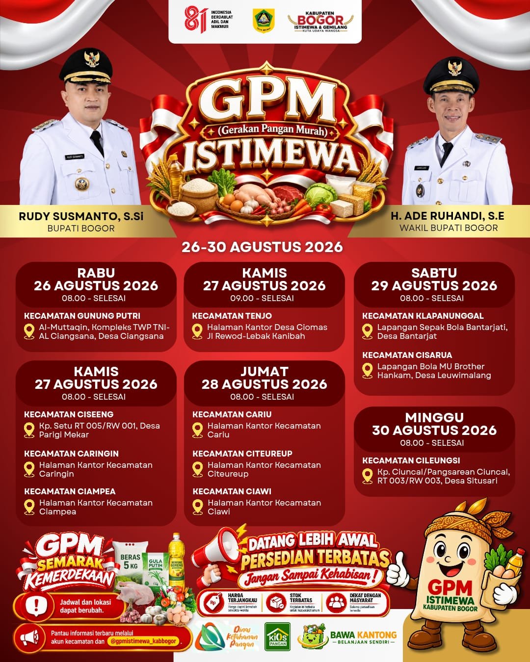 GPM Istimewa Bogor Digelar 5 Hari, Sembako Murah Hadir di 11 Kecamatan