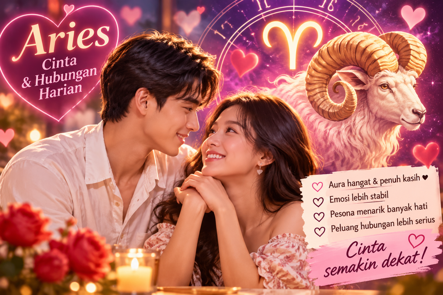Horoskop Cinta Aries Hari Ini: Ada Sinyal Hubungan Naik ke Level Lebih Serius