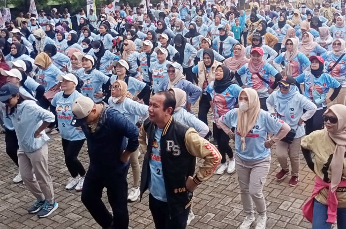 Ribuan Pendukung Prabowo Gibran Senam Gemoy Bareng Caleg DPRD Kabupaten Bogor Dapil VI