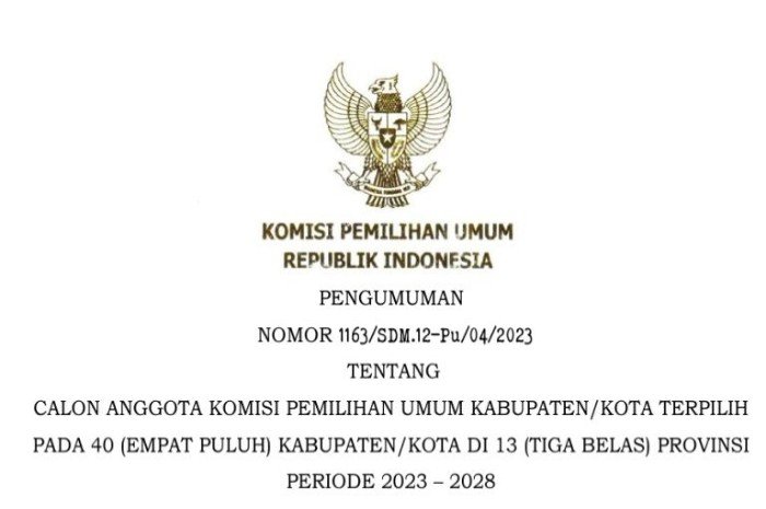 KPU RI Umumkan Nama Anggota KPU Terpilih di Kota dan Kabupaten Bogor